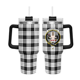 MacFarlane Black - White Tartan Crest 40 oz Insulated Tumbler with Handle